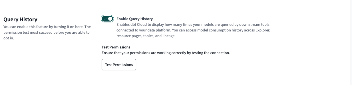 Enable query history in your environment settings.